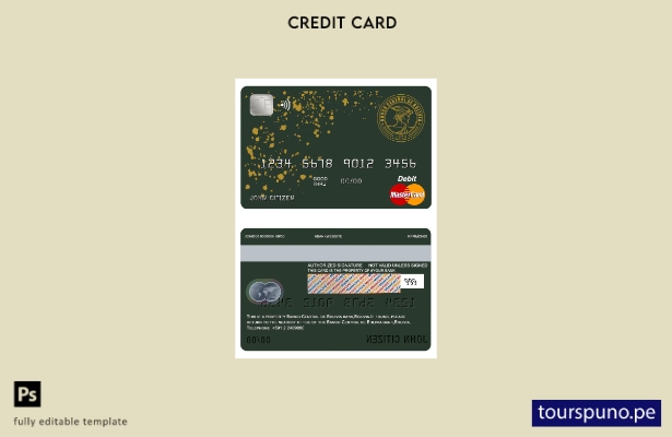 listo para imprimir plantilla de tarjeta maestra del banco Bolivia Banco central