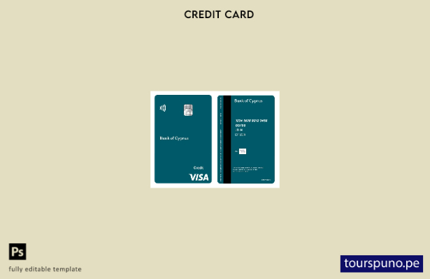 listo para imprimir plantilla de tarjeta vertical de crédito visa del Banco de C