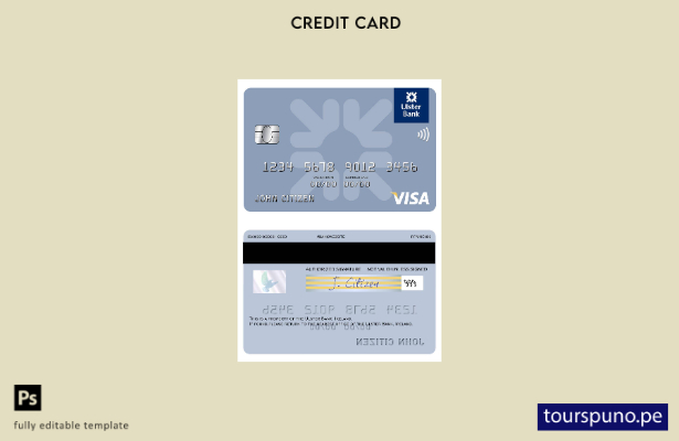 listo para imprimir plantilla de tarjeta visa Irlanda Ulster Bank Irlanda