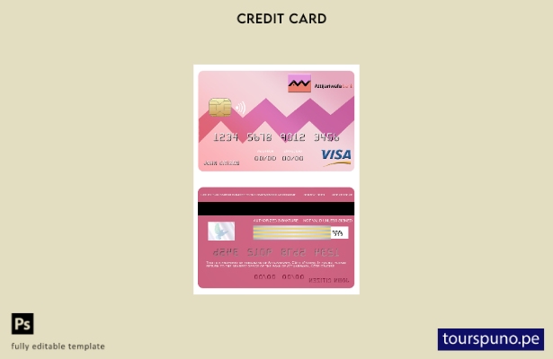 listo para imprimir plantilla de tarjeta visa bancaria Attijariwafa de Costa de
