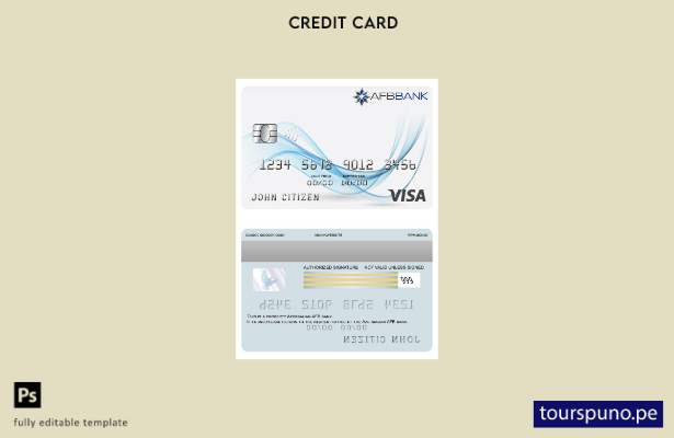 listo para imprimir plantilla de tarjeta visa bancaria Azerbaiyán AFB