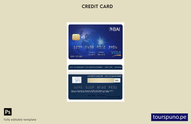 listo para imprimir plantilla de tarjeta visa bancaria BAI de Cabo Verde