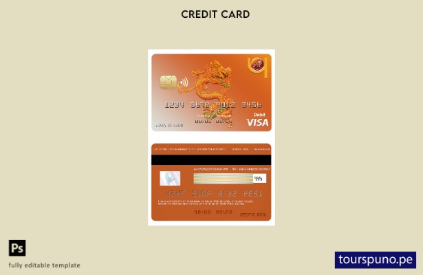 listo para imprimir plantilla de tarjeta visa bancaria Bután Druk PNB