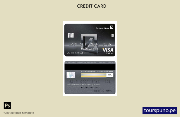 listo para imprimir plantilla de tarjeta visa platinum de Deutsche Bank de Méxic