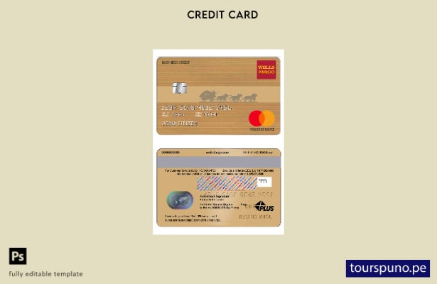 listo para imprimir plantilla marrón mastercard del banco USA Wells Fargo