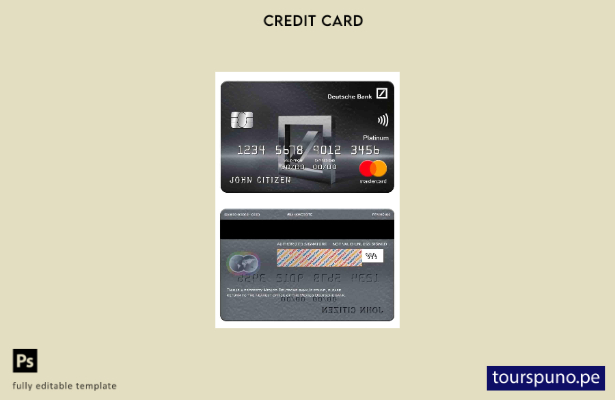 listo para imprimir plantilla mastercard platinum de Mexico Deutsche Bank