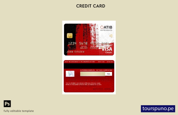 plantilla de tarjeta clásica de visa bancaria Libia Assaray (ATIB) lista para im