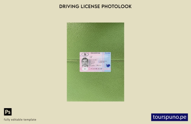 listo para imprimir licencia de conducir de Islandia presente plantilla frontal