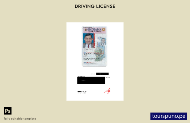 Listo para imprimir la licencia de conducir (operador) de Indiana de EE. UU. baj