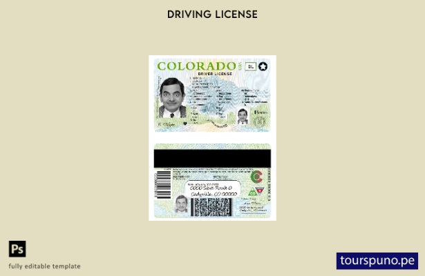 Plantilla de licencia de conducir de EE. UU., Colorado, lista para imprimir