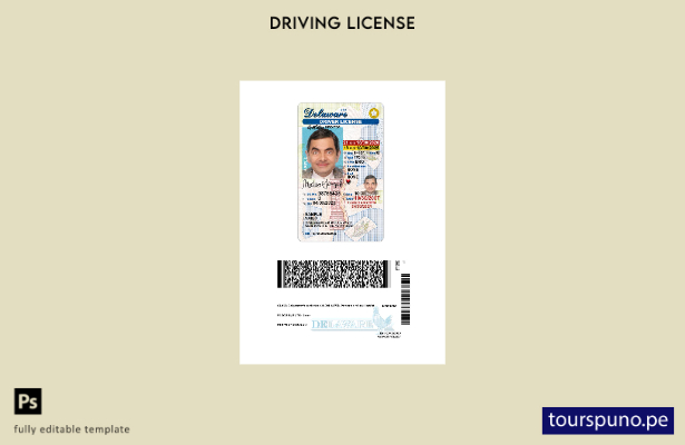 listo para imprimir EE.UU. Delaware bajo plantilla de licencia de conducir