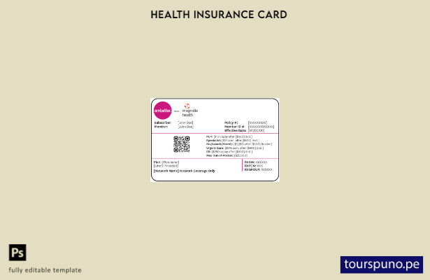 Plantilla de tarjeta de seguro médico de Mississippi lista para imprimir