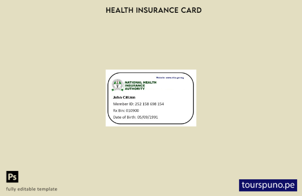 Plantilla de tarjeta de seguro médico de Nigeria lista para imprimir