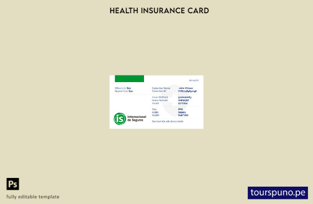 Plantilla de tarjeta de seguro médico de Panamá lista para imprimir