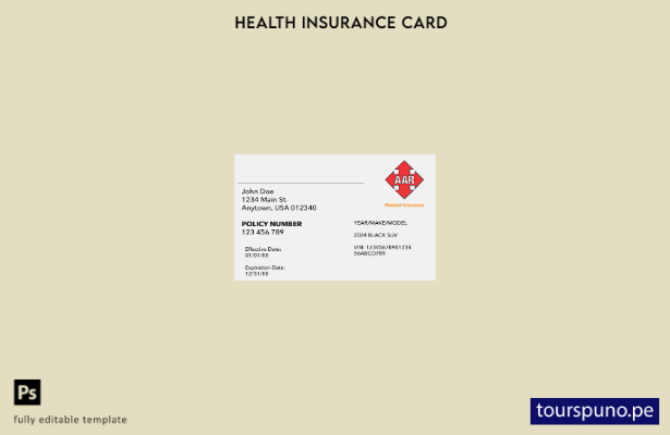 Plantilla de tarjeta de seguro médico de Uganda lista para imprimir