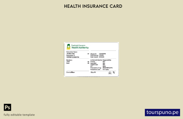lista para imprimir la plantilla de tarjeta de seguro médico de Saskatchewan