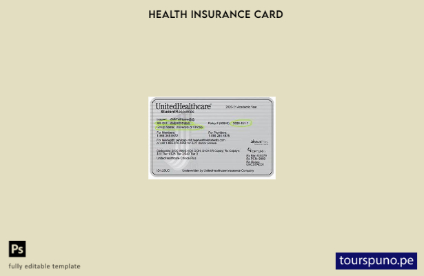 lista para imprimir plantilla de tarjeta de seguro médico de UnitedHealthCare de