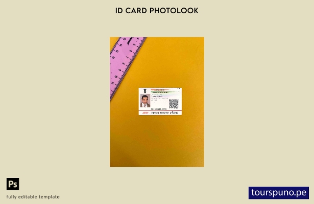 Plantilla FRONTAL lista para imprimir ID de India con aspecto fotográfico