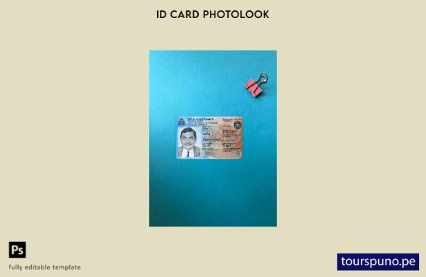 Plantilla FRONTAL lista para imprimir con aspecto fotográfico de identificaci 11