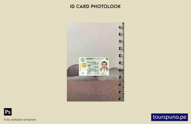 Plantilla FRONTAL lista para imprimir con aspecto fotográfico de identificaci 21