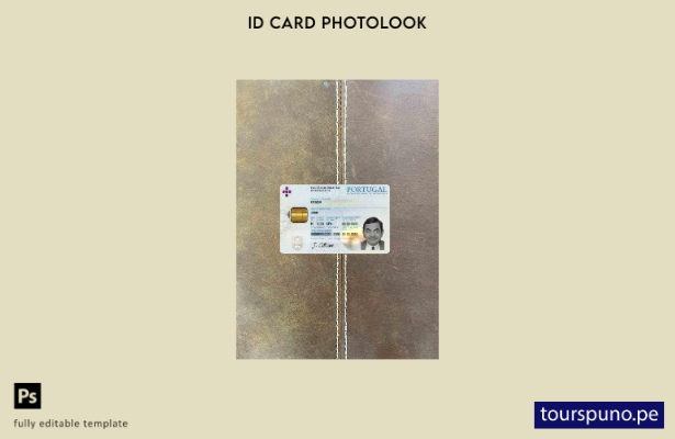Plantilla FRONTAL lista para imprimir con foto de identificación de Portugal
