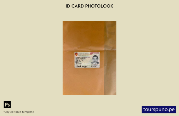 Plantilla frontal de aspecto fotográfico de tarjeta kort de identificación de No