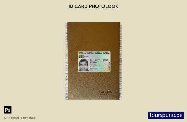 listo para imprimir Plantilla frontal de aspecto fotográfico con identificación