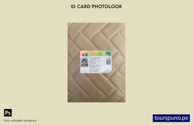 listo para imprimir plantilla frontal de apariencia fotográfica de tarjeta de id