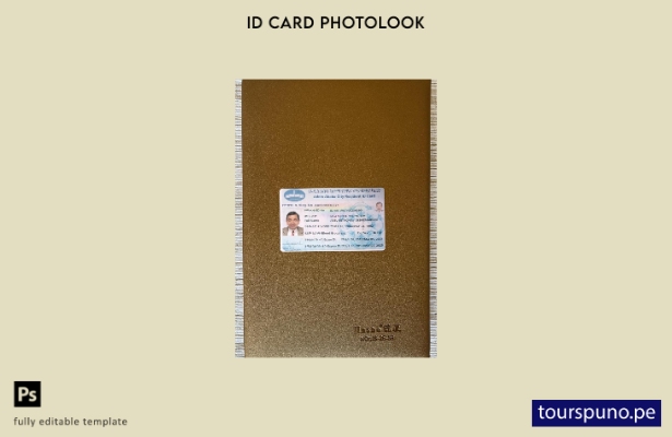listo para imprimir plantilla frontal de aspecto fotográfico de tarjeta de ident