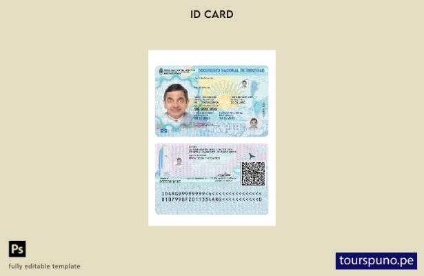 Listo para imprimir la plantilla actual de tarjeta de identificación de Argentin
