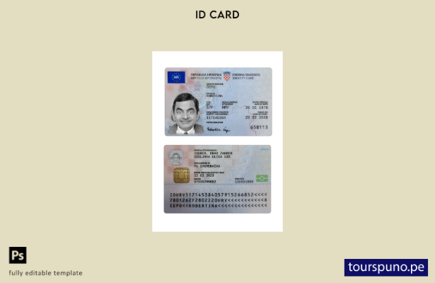 Listo para imprimir la plantilla actual de tarjeta de identificación de Croacia