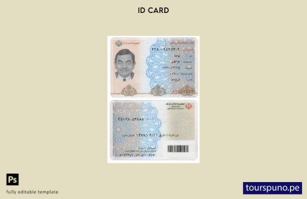 Listo para imprimir la plantilla de identidad de Irán.