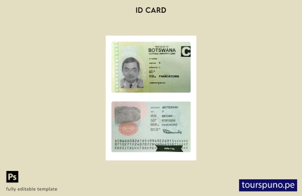 Listo para imprimir la plantilla de tarjeta de identidad de Botswana