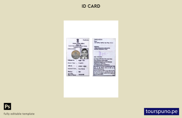 Listo para imprimir la plantilla de tarjeta de identidad de India