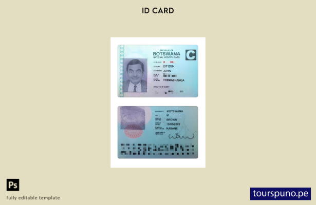 Listo para imprimir la plantilla de tarjeta de identificación nacional de Botswa