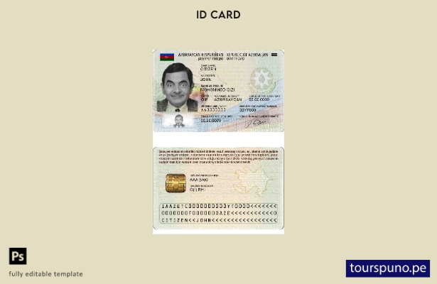 Plantilla de identificación de Azerbaiyán lista para imprimir