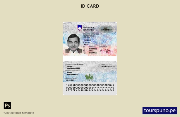 Plantilla de identificación de Eslovenia lista para imprimir
