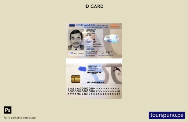 Plantilla de identificación de Estonia lista para imprimir