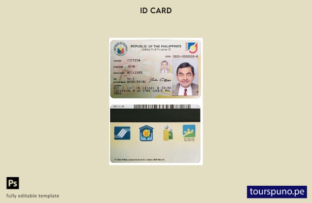 Plantilla de identificación de Filipinas lista para imprimir