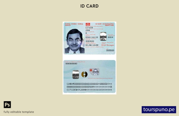 Plantilla de identificación de Noruega lista para imprimir