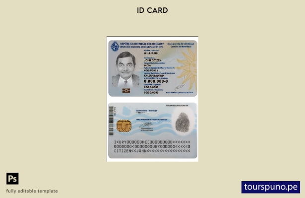 Plantilla de identificación de Uruguay lista para imprimir
