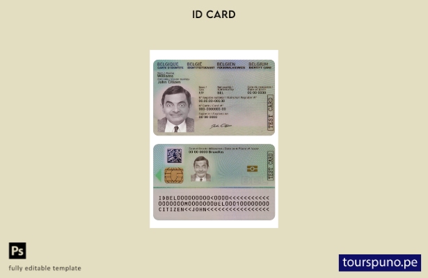 Plantilla de presentación de identificación de Bélgica lista para imprimir