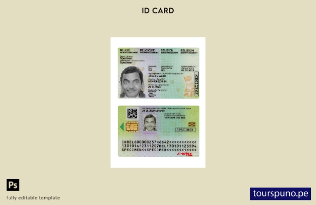 Plantilla de regalo de identificación para niños de Bélgica lista para imprimir
