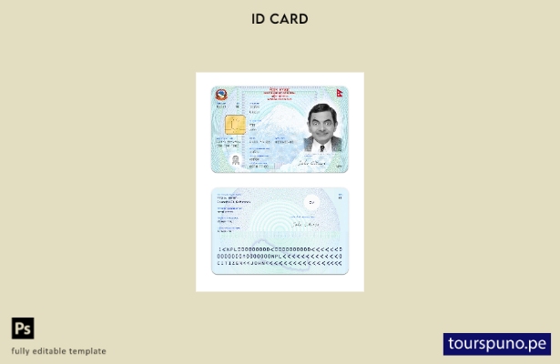 Plantilla de tarjeta NID de Nepal lista para imprimir