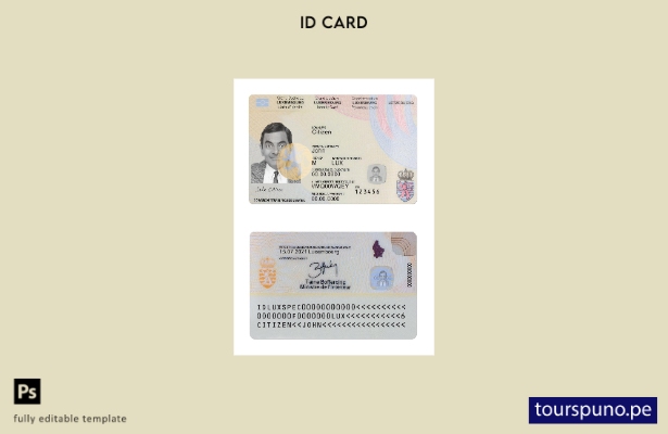 Plantilla de tarjeta de identificación de Luxemburgo lista para imprimir