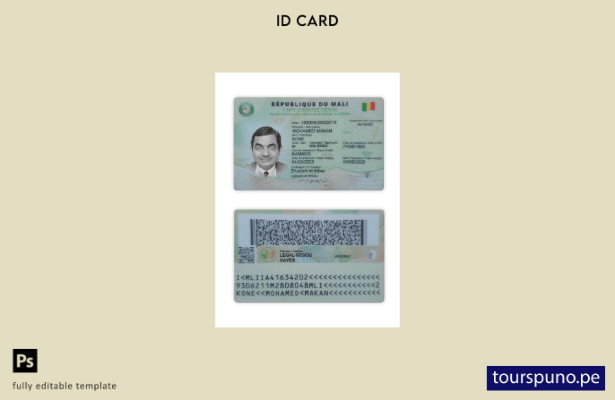 Plantilla de tarjeta de identificación de Malí lista para imprimir