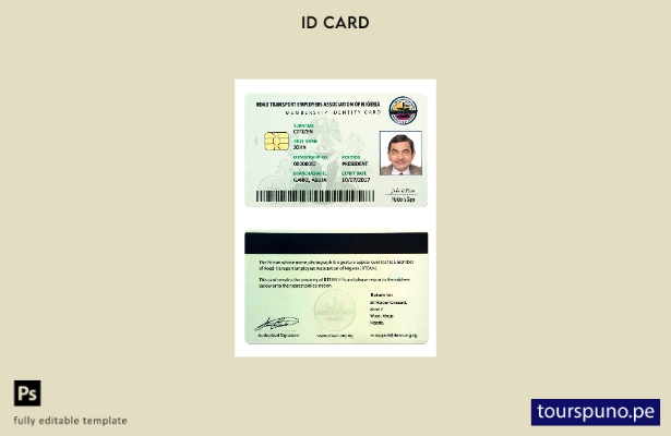 Plantilla de tarjeta de identificación de Nigeria lista para imprimir