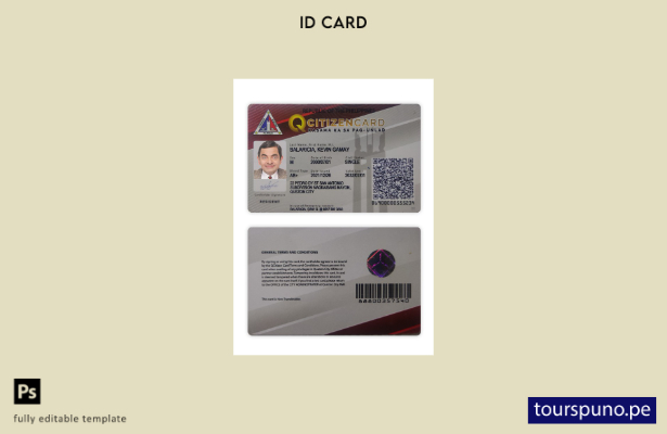 Plantilla de tarjeta de identificación de ciudadano de Filipinas lista para impr
