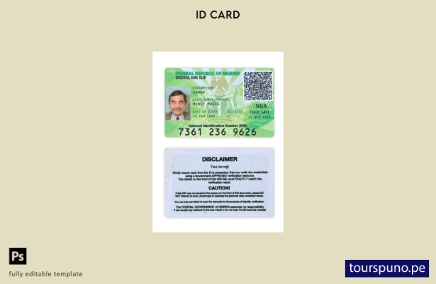Plantilla de tarjeta de recibo NIN digital de Nigeria lista para imprimir