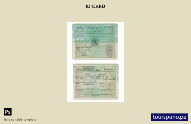 Plantilla de tarjeta de registro nacional de Zambia lista para imprimir